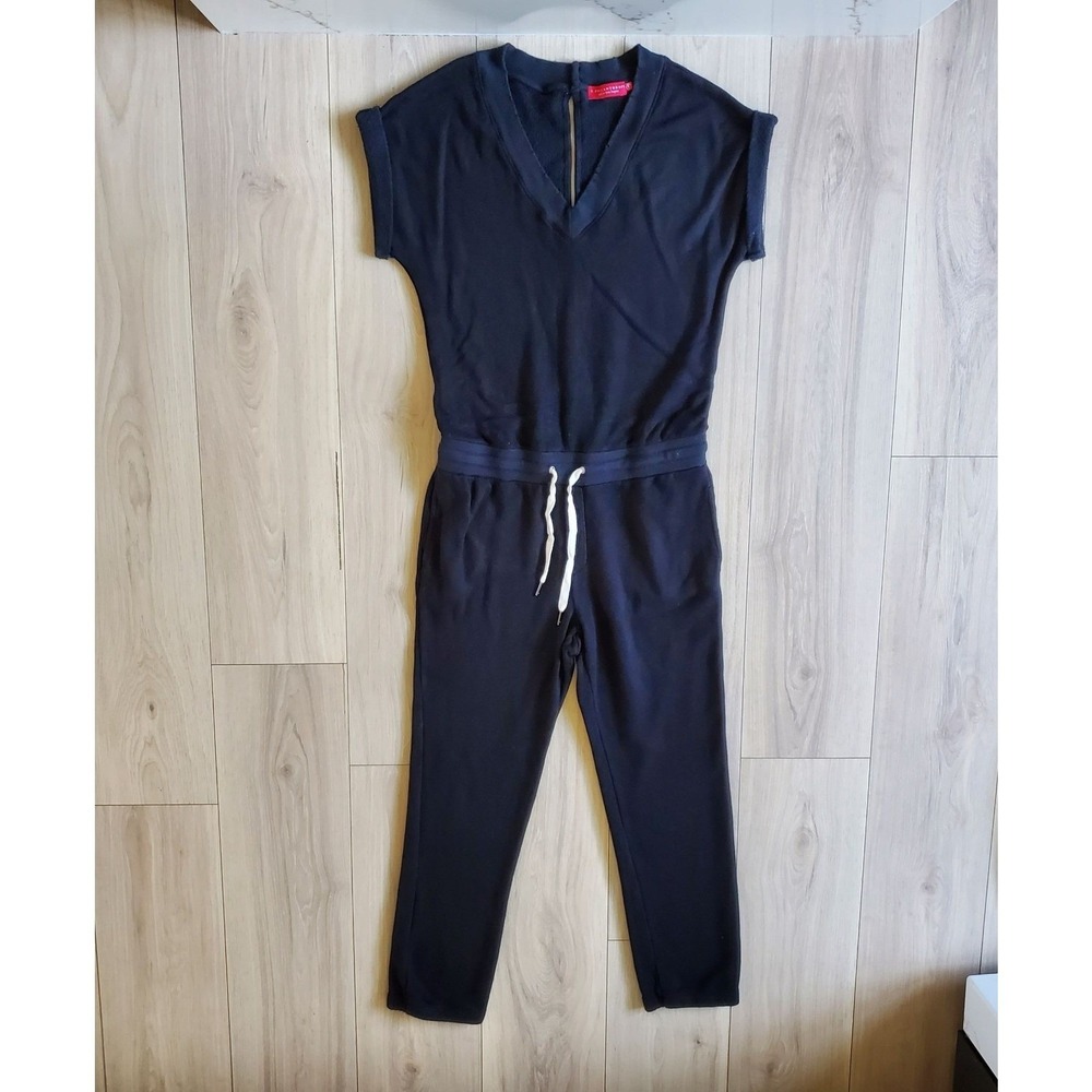 N: PHILANTHROPY Jumpsuit Womens S Black Sleeveless French Terry Drawstring USA